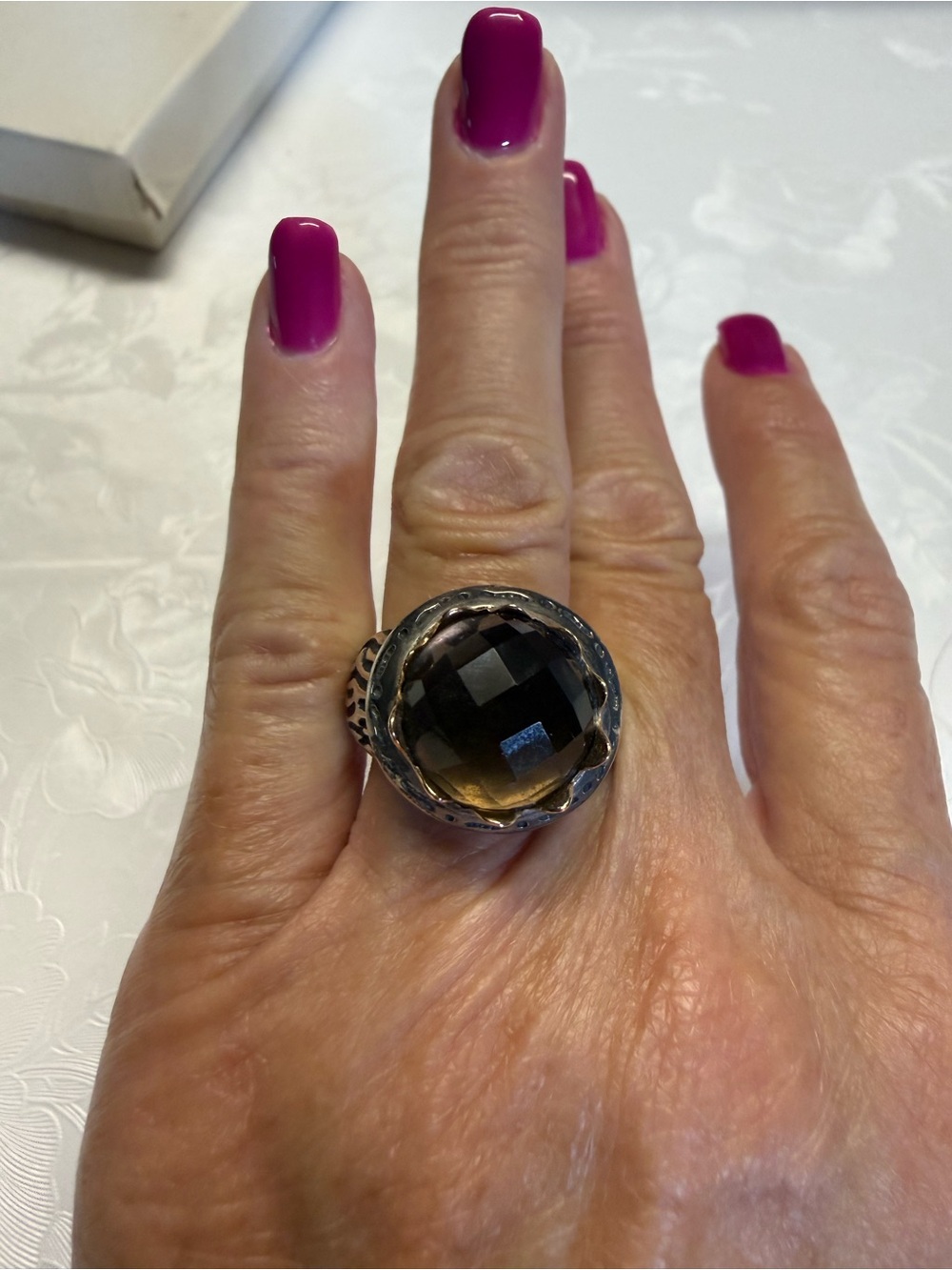 Size 9 Smoky Quartz Faceted Statement Ring - Women's Jewelry